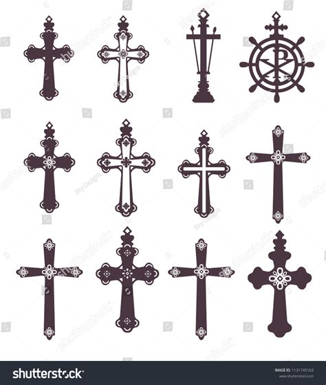 Catholic Christian Religious Cross Ornament Vector Stock Vector