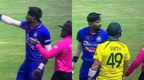 Ind Vs Aus 1st Odi Hardik Pandya Fumes After Being Stopped In His Run