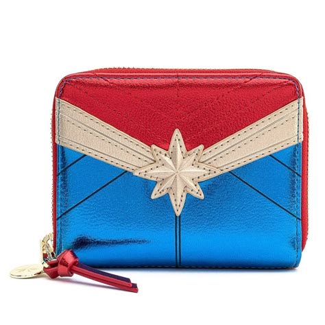 Loungefly Classic Captain Marvel Metallic Zip Around Wallet Merchoid