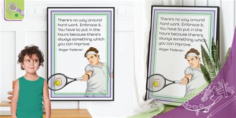 Hard Work Roger Federer Inspirational Quote Tennis Poster