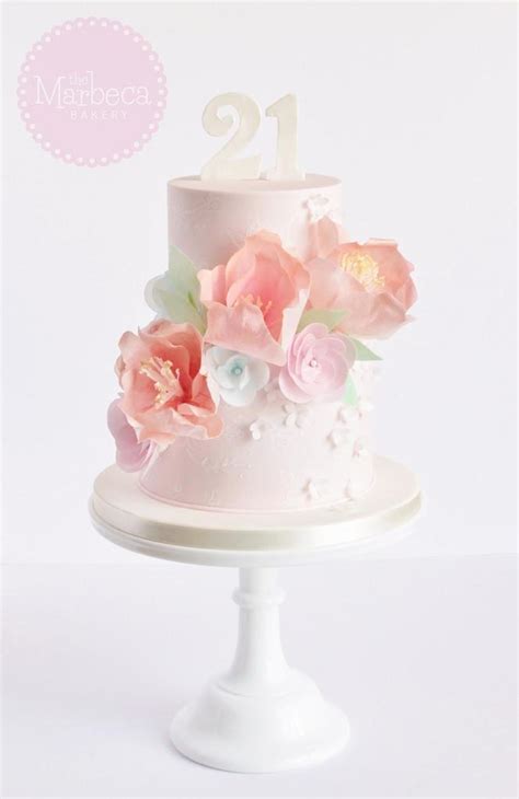 Pastel Floral 21st Birthday Cake - Cake by The Marbeca - CakesDecor