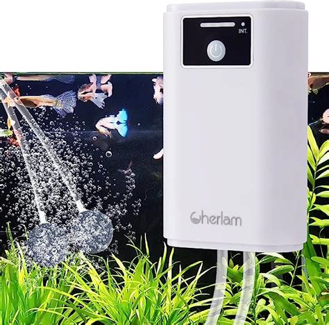 CHERLAM Aquarium Air Pump Rechargeable And Portable Fish Tank Bubbler