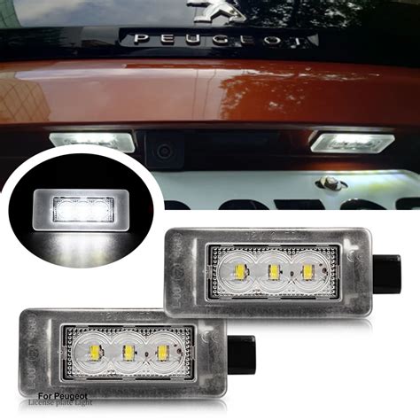 2pcs Canbus LED License Number Plate Light Lamp For Peugeot 3008 2016