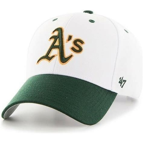 47 Brand Curved Brim Mlb Oakland Athletics Cap Weiß Mit Grünem Schirm