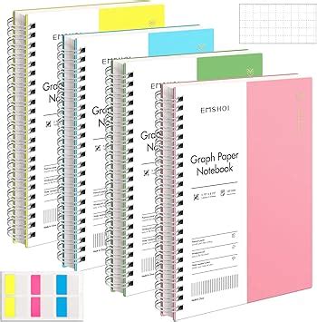 Amazon EMSHOI Graph Paper Spiral Notebook 4 Pack 5 7 X 8 22 A5