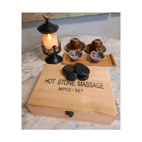 Pcs Set Spa Hot Stone Black Natural Rocks Relaxing Massage For Therapy Pain Relief With Box