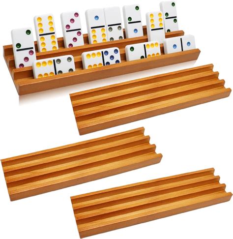 Exqline Wooden Domino Racks Trays Holders Organizer Set Of Premium