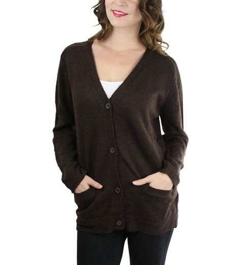 Womens Long Sleeve Deep V Neck Knitted Button Up Cardigan Sweater