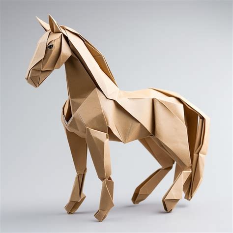 Cavalo de origami feito dobrando uma única folha de papel na forma de