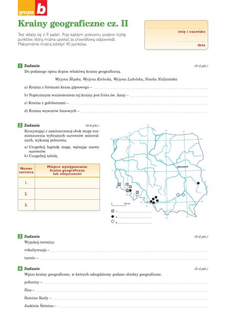 Sprawdzian Z Geografi Klasa Krajobrazy Polski Margaret Wiegel