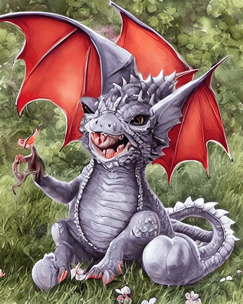 Cute Fluffy Fantasy Baby Dragon · Creative Fabrica