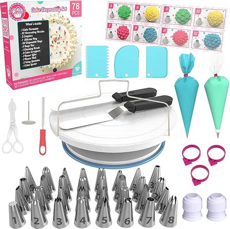 Cake Decorating Kit Cake Turntable 78 Pcs Baking Set Turntable Cake