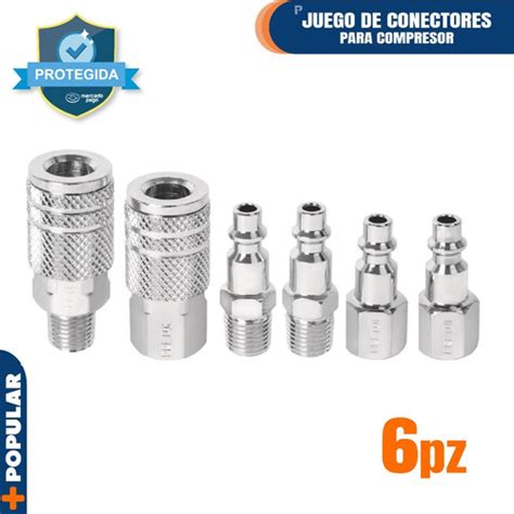 Juego 4 Conectores Y 2 Coples Compresor Aire Pretul 27030 PRO