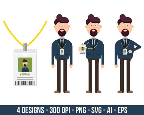 Company Worker With Badge Clipart Set. Digital Images or - Etsy