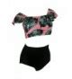 Vintage Swimwuits Pcs High Waisted Striped Leaf Print Bikini Set Floral Top Ce Yz Clu
