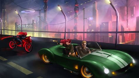 Commission Cyber Car Chase By Pyrrhic Illustration On Deviantart