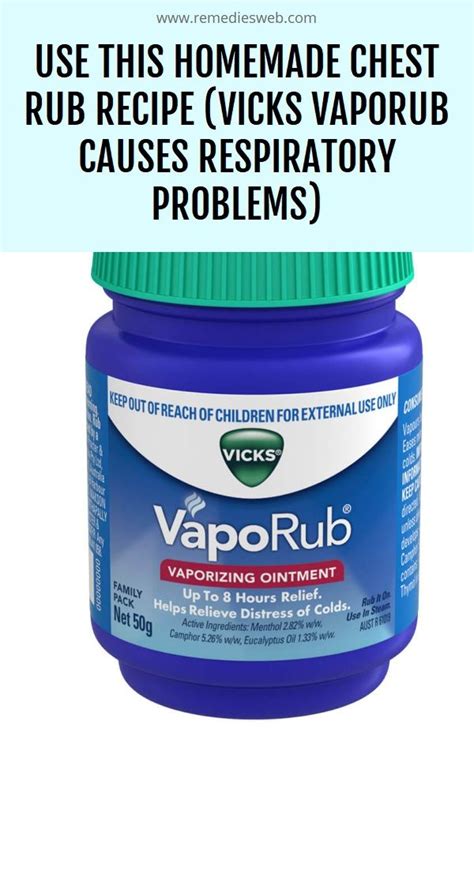 Use This Homemade Chest Rub Recipe Vicks Vaporub Causes Respiratory Problems Organic Remedy