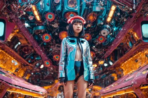 Premium Ai Image Photo Futuristic Robot Girl In Space