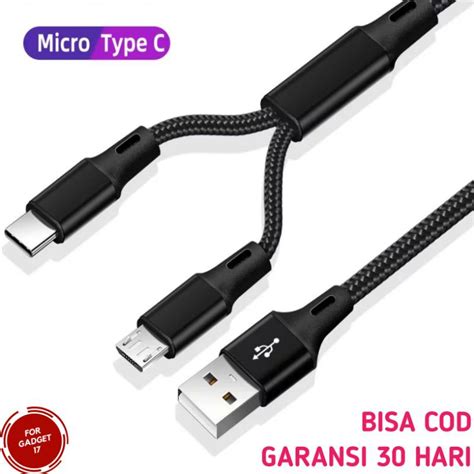 Jual KABEL DATA 2 IN 1 MICRO USB TYPE TIPE C CHARGER CASAN HP FAST