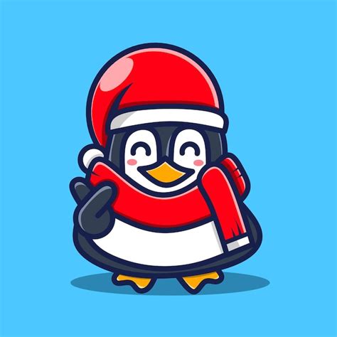 Premium Vector Penguin Character Loves Christmas Kawaii Design