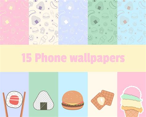 Pastel Food-themed Smartphone Wallpaper Bundle - Etsy