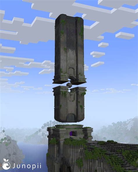 Minecraft Build Of A Large Floating Stone Structure Consisting Of