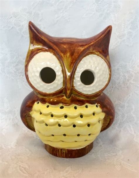 Vintage Ceramic Owl Candle Holder 60s EBay