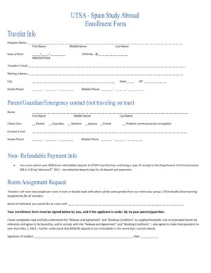 Fillable Online Copp Utsa Your Enrollment Form Must Be Signed Below By