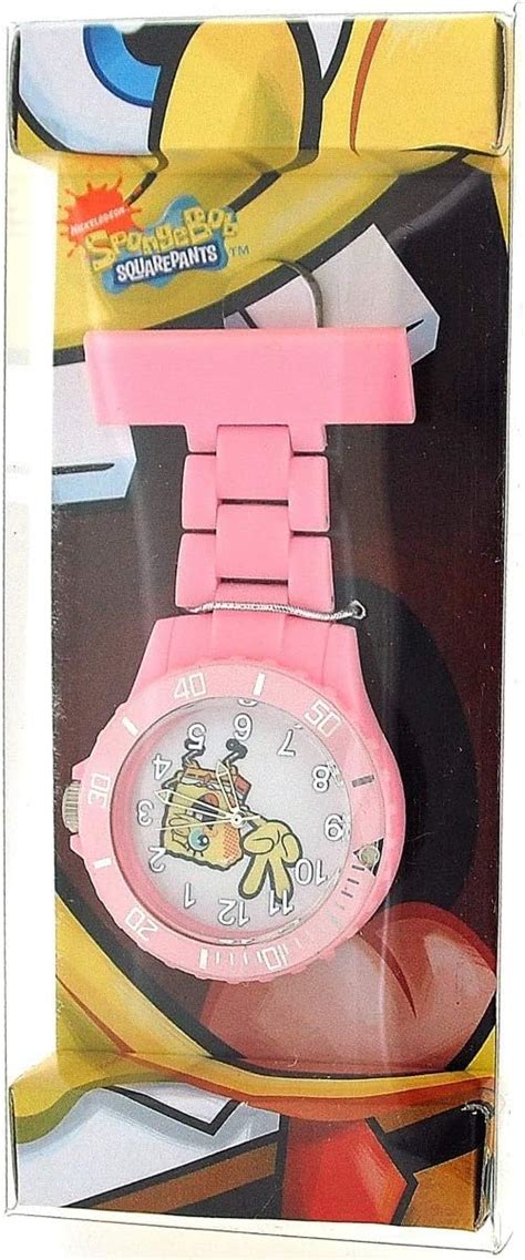 Spongebob Squarepants Water Resistant Pink Rotating Bezel Nurses Fob Watch Sb37