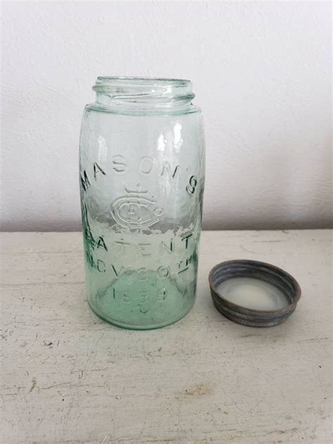 Mason Hfjco Masons Patent Nov 30th 1858 Light Aqua Blue Etsy Light Aqua Ball Jars Canning