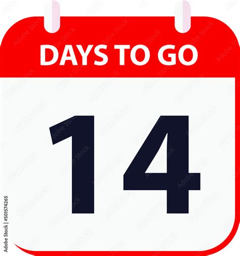 Days To Go Last Countdown Icon 14days Go Vector Image Stock Vector