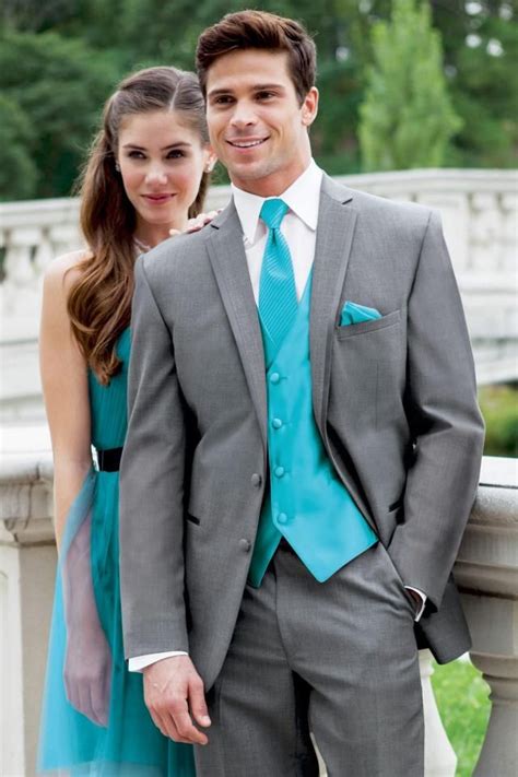 Gray And Turquoise Tuxedos Stephen Geoffrey Grey Aspen Slim Fit