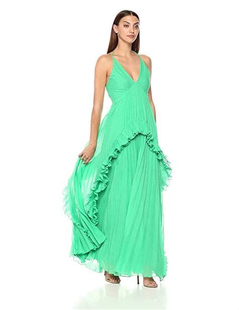 Halston Heritage Sleeveless Halter V Neck Pleated Gown