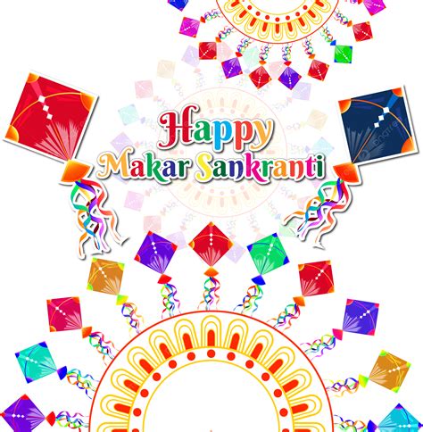 Feliz Makar Sankranti Con Cometas En Mandala Fondo Transparente PNG