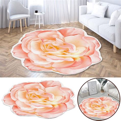 JHGoosa Heat Transfer 3D Shaped Flower Floor Mat Sofa Bedroom Living