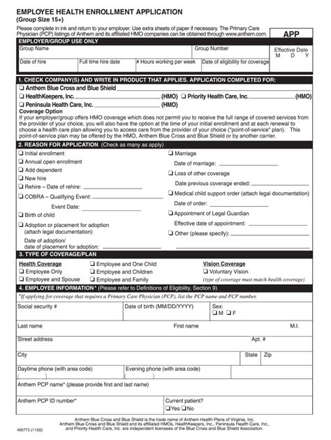 Anthem Enrollment Form Fill Out And Sign Online Dochub