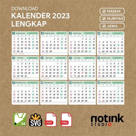 Download Gratis File Kalender 2023 Lengkap Dengan Penanggalan Jawa And Hijriyah Percetakan Embun