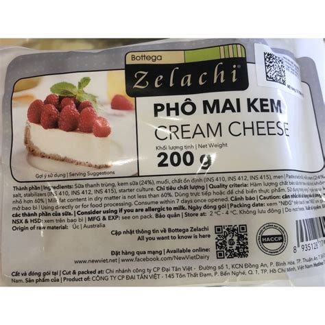 Phô mai kem Cream cheese ZELACHI 200g Hoả tốc Phô mai bột phô mai