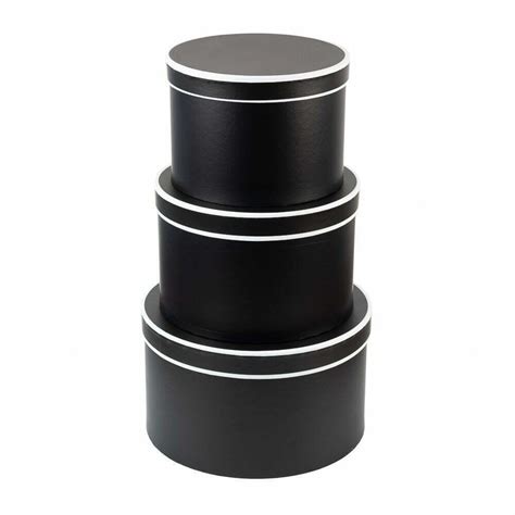 Set 3 Cutii Rotunde Negru W7379 NaturArt