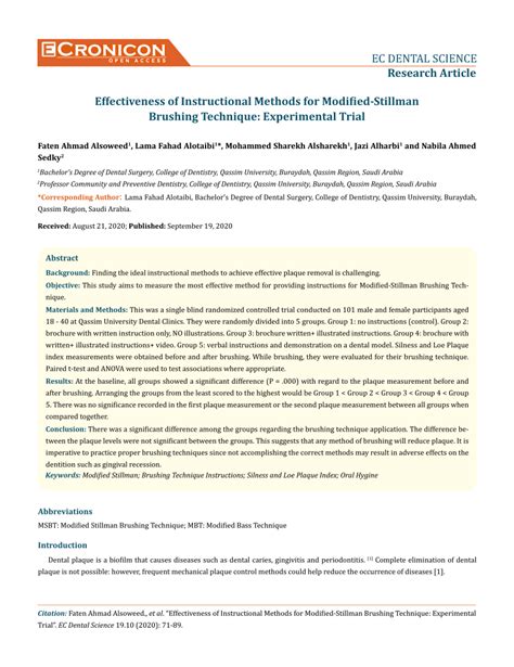 (PDF) Effectiveness of Instructional Methods for Modified-Stillman ...