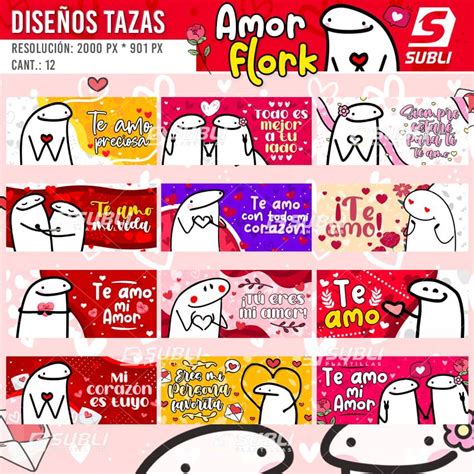 Este Pack Contiene 12 Plantillas Para Sublimar Tazas De Flork Amor