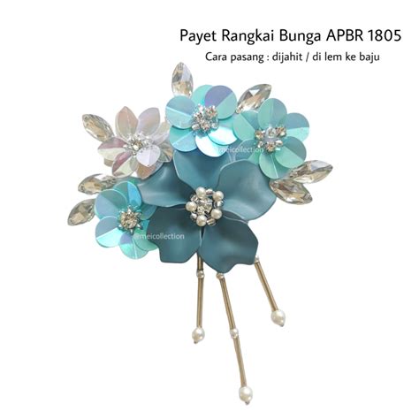 Jual Payet Rangkai Bunga 3d Apbr 1805 Navy Silver Light Bire Bahu