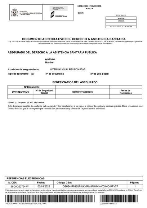 What Is A DOCUMENTO ACREDITATIVO DEL DERECHO DE ASISTENCIA SANITARIA