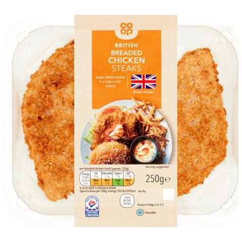 Co Op British Breaded Chicken Steaks 250g Compare Prices And Where To