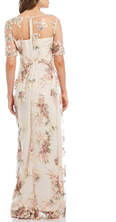 Adrianna Papell Floral Embroidered Long Gown Gowns Mob Dresses