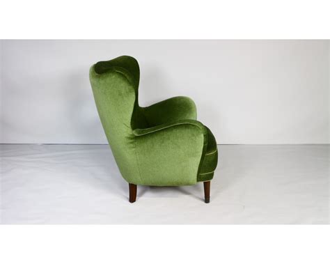 Danish Lounge Chair In Green Velvet 1950s