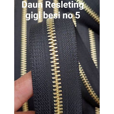 Resleting Zipper Gigi Besi No Rel Daun Gigi Besi Meteran Lazada