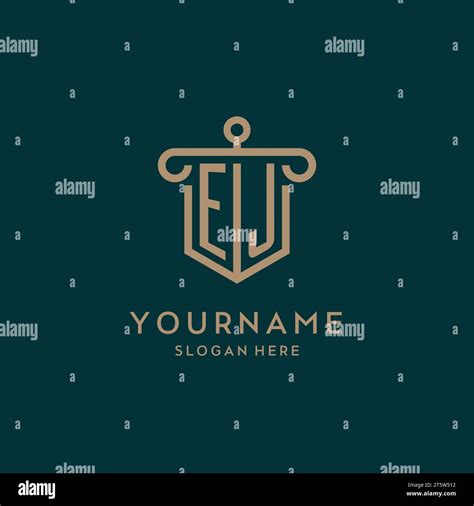 Ej Monogram Initial Logo Design With Shield And Pillar Shape Design