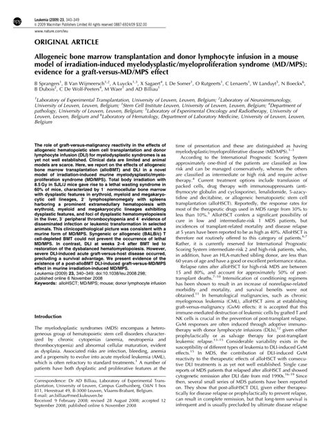 PDF Allogeneic Bone Marrow Transplantation And Donor Lymphocyte