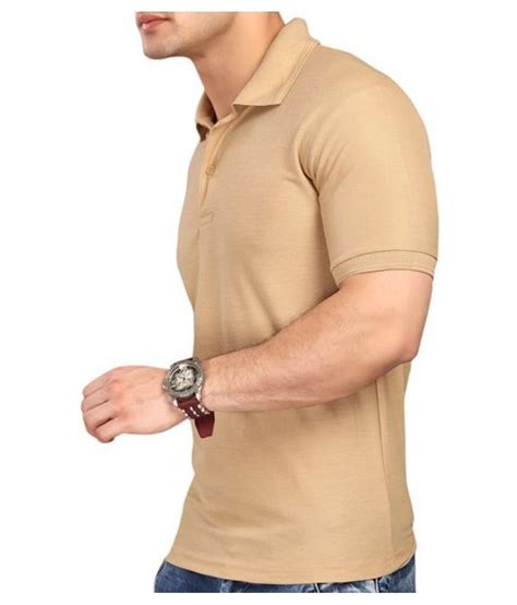 Fashion365 Cotton Blend Beige Plain Polo T Shirt Buy Fashion365